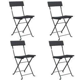 Składane krzesła bistro, 4 szt., czarne, polirattan i stal