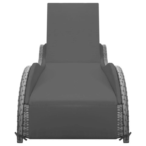 Leżak ogrodowy z poduszką, polirattan, antracytowy