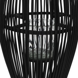 Wiszący lampion na świece, bambusowy, czarny, 95 cm