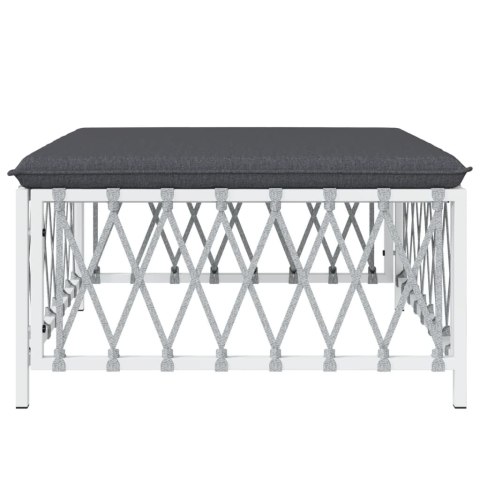 Ogrodowy podnóżek z poduszką, biały, plecionka