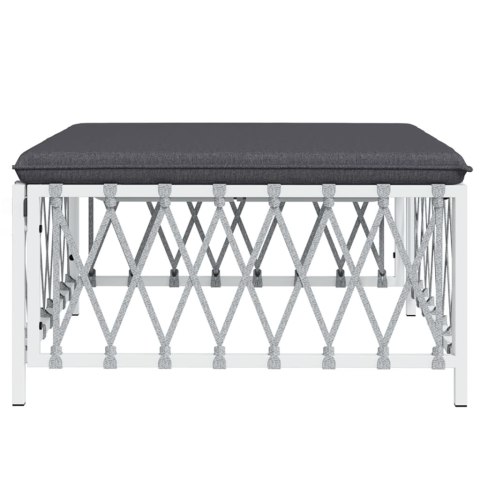 Ogrodowy podnóżek z poduszką, biały, plecionka