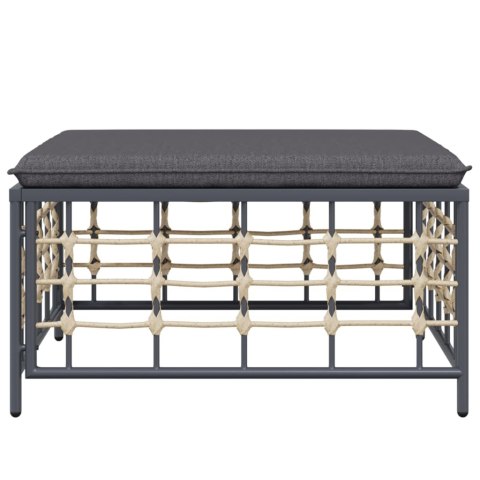 Podnóżek ogrodowy z ciemnoszarą poduszką, polirattan