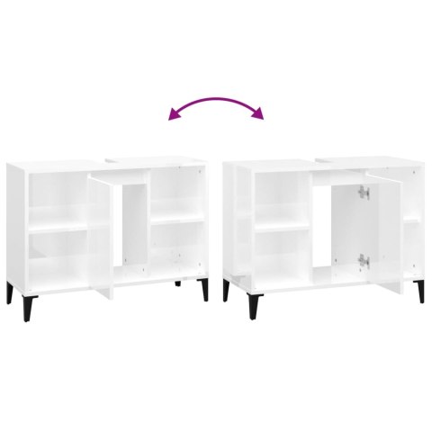 Szafka pod umywalkę, biała, wysoki połysk, 80x33x60 cm