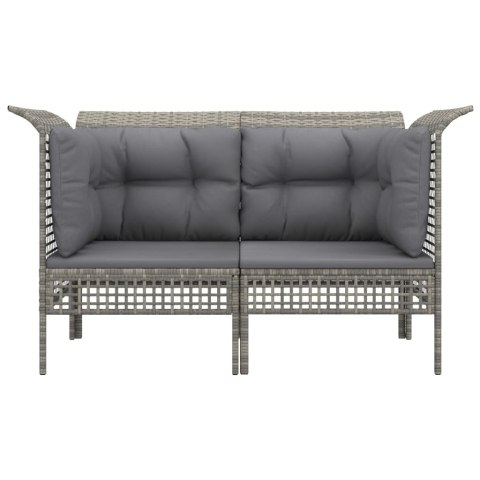 Narożne moduły sofy z poduszkami, 2 szt., szare, polirattan