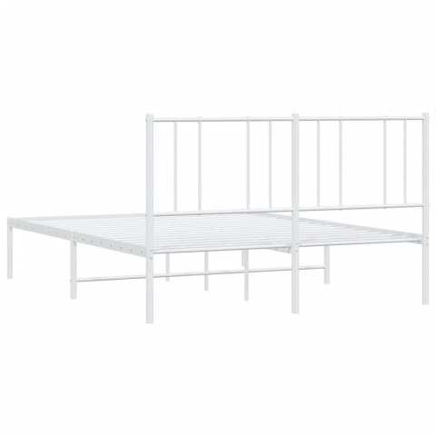 Metalowa rama łóżka z wezgłowiem biała, 140x200 cm