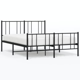 Metalowa rama łóżka z wezgłowiem i zanóżkiem, czarna, 160x200cm