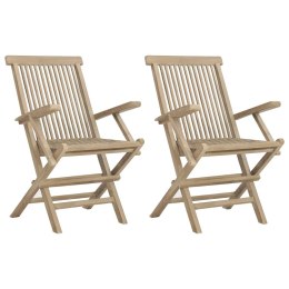 Składane krzesła ogrodowe, 2 szt., szare, 56x61x89 cm, tekowe