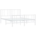 Metalowa rama łóżka z wezgłowiem i zanóżkiem, biała, 150x200 cm