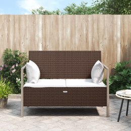 2-osobowa ławka ogrodowa z poduszkami, brązowa, polirattan