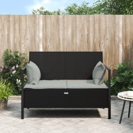 2-osobowa ławka ogrodowa z poduszkami, czarna, polirattan