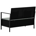 2-osobowa ławka ogrodowa z poduszkami, czarna, polirattan