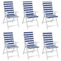 Poduszki na krzesła, 6 szt., niebiesko-białe paski, tkanina