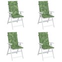 Poduszki na krzesła ogrodowe, 4 szt., wzór w liście, tkanina