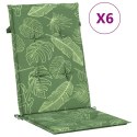 Poduszki na krzesła ogrodowe, 6 szt., wzór w liście, tkanina