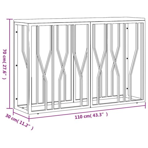 Stolik konsolowy, stal nierdzewna i lite drewno z odzysku