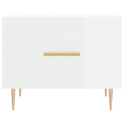 Stolik kawowy, biały o wysokim połysku, 50x50x40 cm