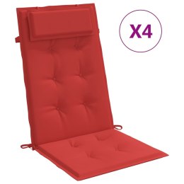Poduszki na krzesła z wysokim oparciem, 4 szt., czerwone