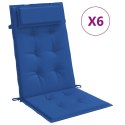 Poduszki na krzesła z wysokim oparciem, 6 szt, błękit królewski