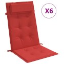 Poduszki na krzesła z wysokim oparciem, 6 szt., czerwone