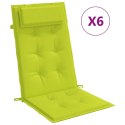 Poduszki na krzesła z wysokim oparciem, 6 szt., jasnozielone