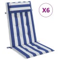 Poduszki na krzesła z wysokim oparciem, 6 szt., niebiesko-białe