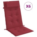 Poduszki na krzesła z wysokim oparciem, 6 szt., winna czerwień