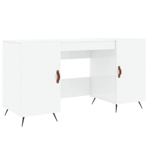 Biurko białe z połyskiem, 140x50x75 cm, materiał drewnopochodny Biurko białe z połyskiem, 140x50x75 cm, materiał drewnopochodny