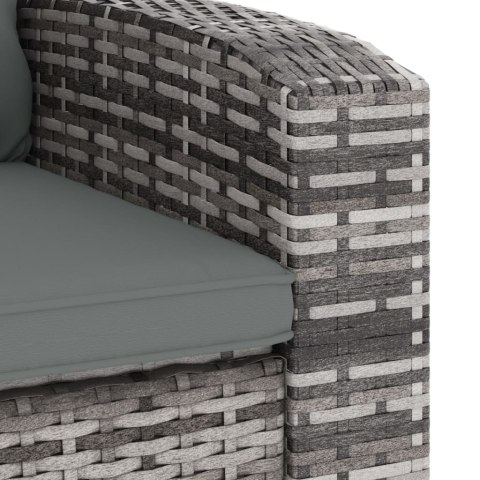 Rozkładany fotel do ogrodu, z poduszkami, szary, polirattan