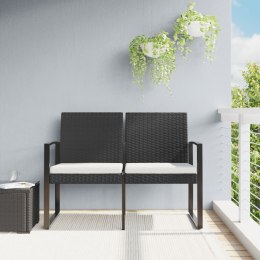 2-osobowa ławka ogrodowa z poduszkami, czarna, rattan PP