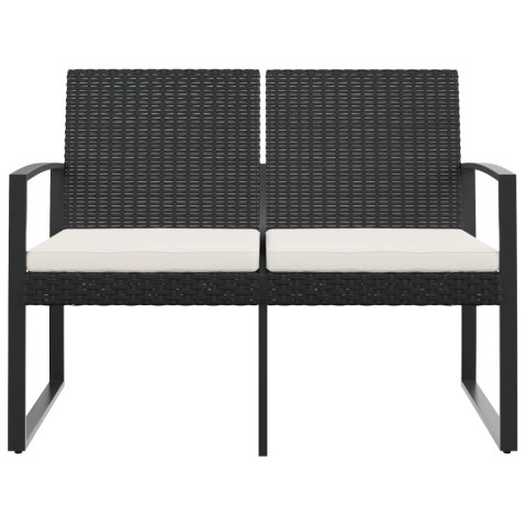 2-osobowa ławka ogrodowa z poduszkami, czarna, rattan PP 2-osobowa ławka ogrodowa z poduszkami, czarna, rattan PP