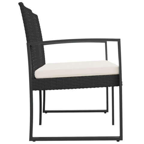 2-osobowa ławka ogrodowa z poduszkami, czarna, rattan PP 2-osobowa ławka ogrodowa z poduszkami, czarna, rattan PP