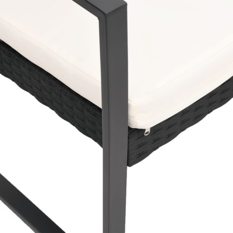 2-osobowa ławka ogrodowa z poduszkami, czarna, rattan PP 2-osobowa ławka ogrodowa z poduszkami, czarna, rattan PP