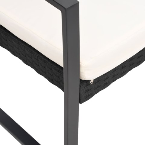 3-cz. zestaw mebli ogrodowych z poduszkami, czarny, rattan PP