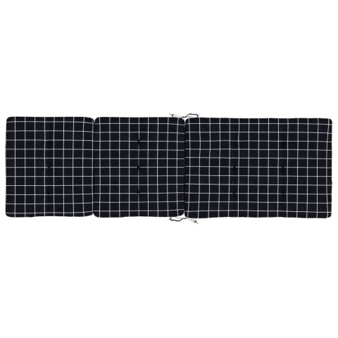 Poduszki na leżaki, 2 szt., czarna krata, tkanina Oxford