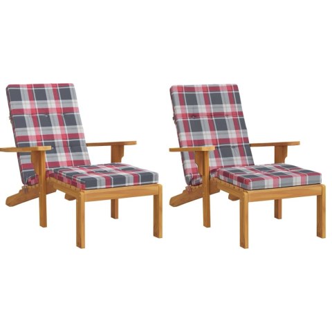 Poduszki na leżaki, 2 szt., w czerwoną kratę, tkanina Oxford