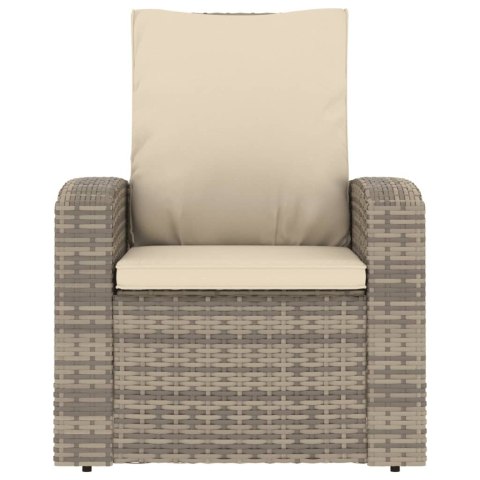 Rozkładany fotel do ogrodu, z poduszkami, jasny brąz, rattan PE