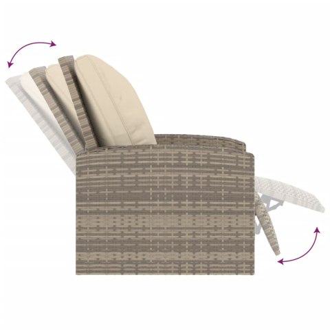 Rozkładany fotel do ogrodu, z poduszkami, jasny brąz, rattan PE