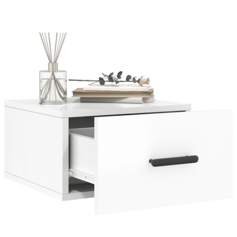 Wiszące szafki nocne, 2 szt., białe z połyskiem, 35x35x20 cm