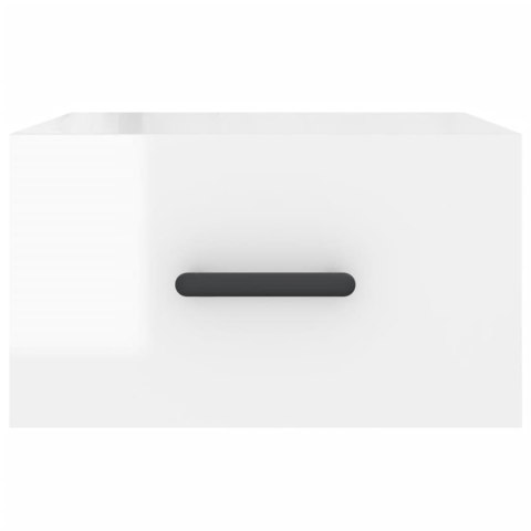 Wiszące szafki nocne, 2 szt., białe z połyskiem, 35x35x20 cm