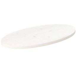 Blat stołu, biały, 80x40x2,5 cm, lite drewno sosnowe, owalny