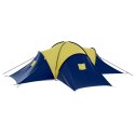 Namiot kempingowy 9-osobowy, niebiesko-żółty