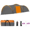 Namiot typu igloo, 650x240x190 cm, 8-os., szaro-pomarańczowy
