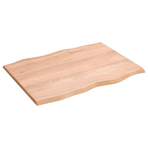 Blat stołu, jasny brąz, 80x60x2 cm, dąb z naturalną krawędzią