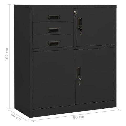 Szafka biurowa, antracytowa, 90x40x102 cm, stalowa