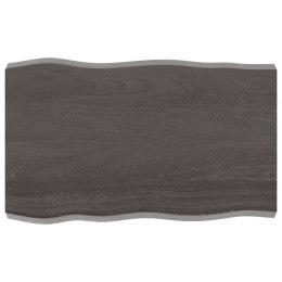 Blat stołu, ciemnoszary, 80x50x6 cm, dąb z naturalną krawędzią