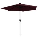 Parasol ogrodowy z LED i aluminiowym słupkiem, 270 cm, bordo