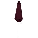 Parasol ogrodowy z LED i aluminiowym słupkiem, 270 cm, bordo