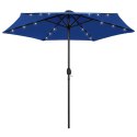 Parasol ogrodowy z LED i aluminiowym słupkiem, 270 cm, lazurowy