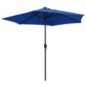 Parasol ogrodowy z LED i aluminiowym słupkiem, 270 cm, lazurowy