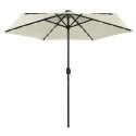 Parasol ogrodowy z LED i aluminiowym słupkiem, 270 cm, piaskowy